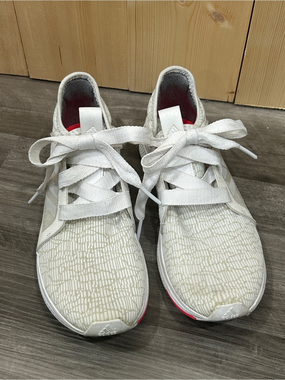 adidas Edge Lux Women's Running Shoes White Textured Knit Wide Ribbon Laces, 8.5